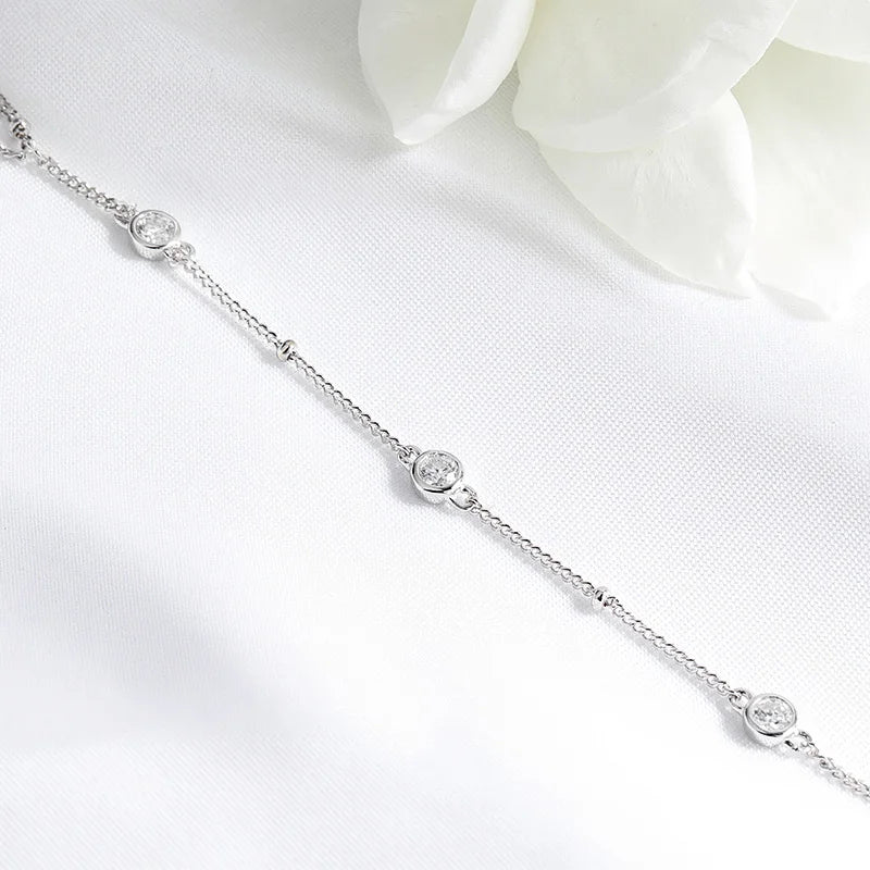 3MM Moissanite Bracelet – Adjustable 925 Silver, 18K Plated