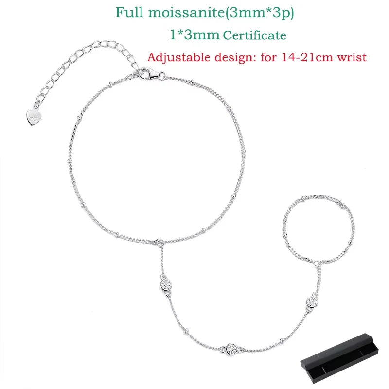 3MM Moissanite Bracelet – Adjustable 925 Silver, 18K Plated