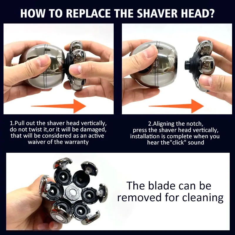 7D Floating Head Electric Shaver – 5-in-1 Professional Grooming Kit for Bald Men