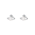 999 Sterling Silver Zircon Planet Shell Earrings – Elegant Minimalist Luxury for Women