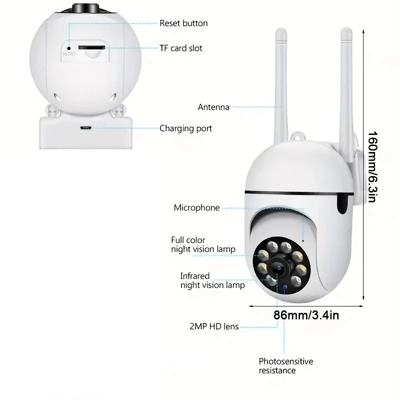 A7 Wireless 1080P Smart Security Camera – 360° View, Night Vision, Two-Way Audio, Remote Monitoring