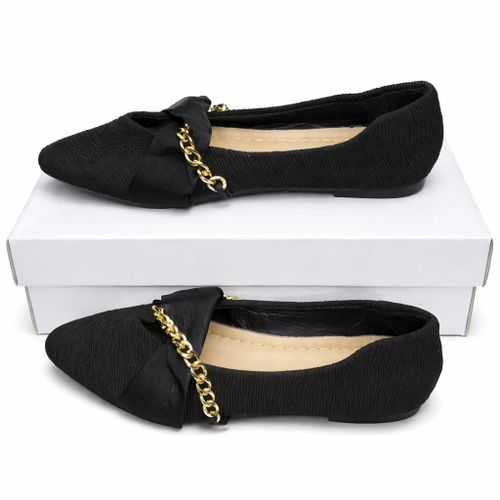 Chain Detail Pointed-Toe Ballet Flats for Women