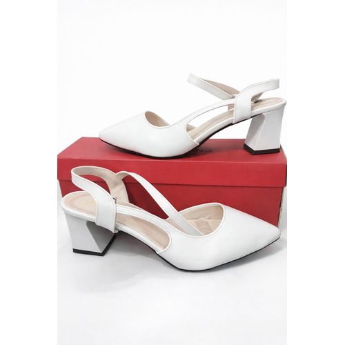 Elegant White Slingback Heels – Classic Pointed Toe Court Shoes