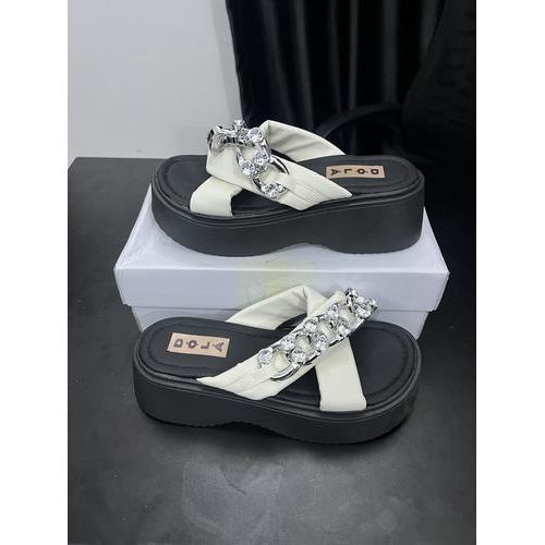 Embellished Platform Slide Sandals for Women