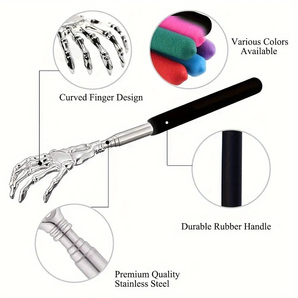Extendable Stainless Steel Back Scratcher – Portable Telescopic Back Massager for Humans & Pets