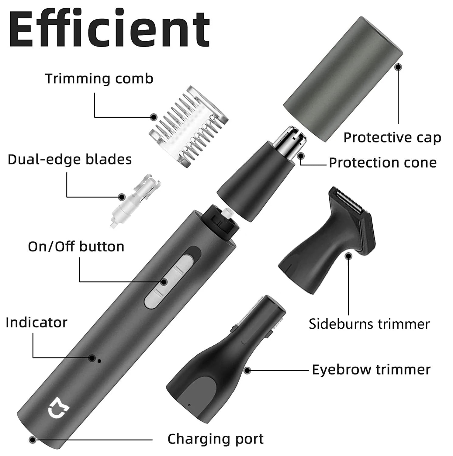 Mijia 3-in-1 Electric Nose & Ear Hair Trimmer – Precision Grooming & Rechargeable Power