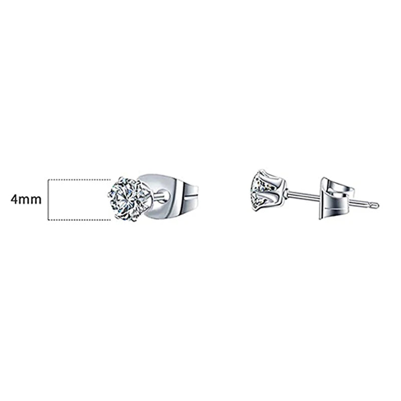 Minimalist CZ Stud Earrings – 6-Claw Silver Design
