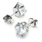 Minimalist CZ Stud Earrings – 6-Claw Silver Design