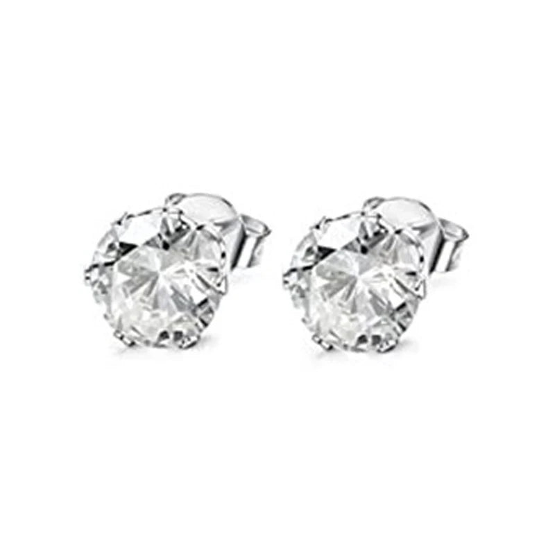Minimalist CZ Stud Earrings – 6-Claw Silver Design