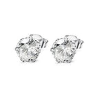 Minimalist CZ Stud Earrings – 6-Claw Silver Design