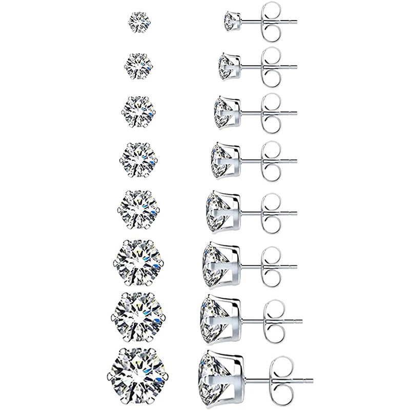 Minimalist CZ Stud Earrings – 6-Claw Silver Design