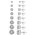 Minimalist CZ Stud Earrings – 6-Claw Silver Design