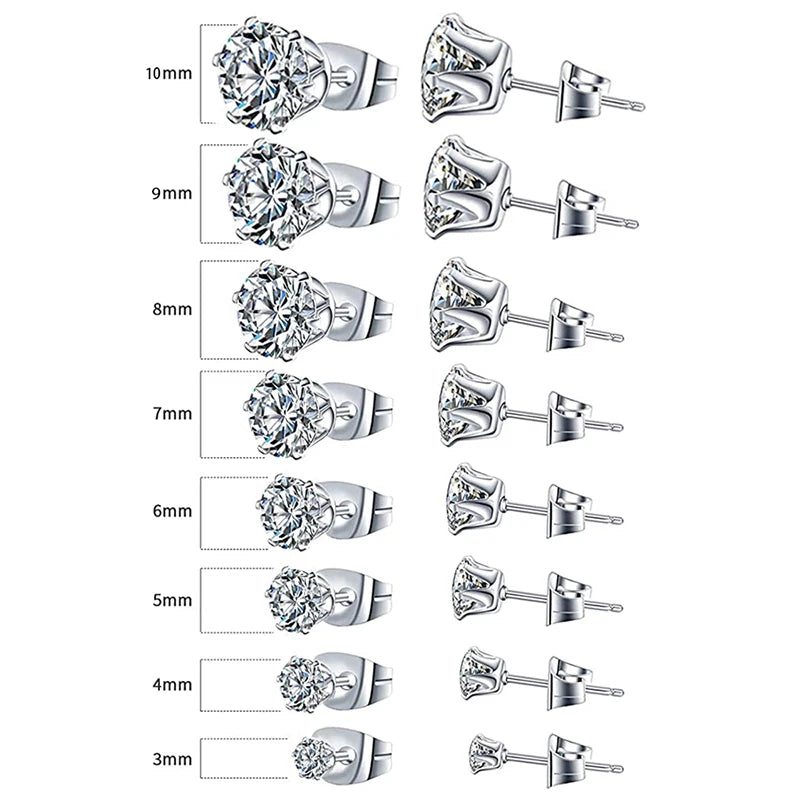 Minimalist CZ Stud Earrings – 6-Claw Silver Design
