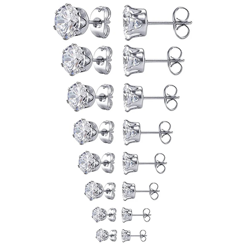 Minimalist CZ Stud Earrings – 6-Claw Silver Design