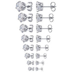 Minimalist CZ Stud Earrings – 6-Claw Silver Design