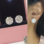 Minimalist CZ Stud Earrings – 6-Claw Silver Design