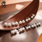 Minimalist Freshwater Pearl Stud Earrings – 925 Sterling Silver Natural Pearl Earrings for Women
