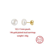 Minimalist Freshwater Pearl Stud Earrings – 925 Sterling Silver Natural Pearl Earrings for Women