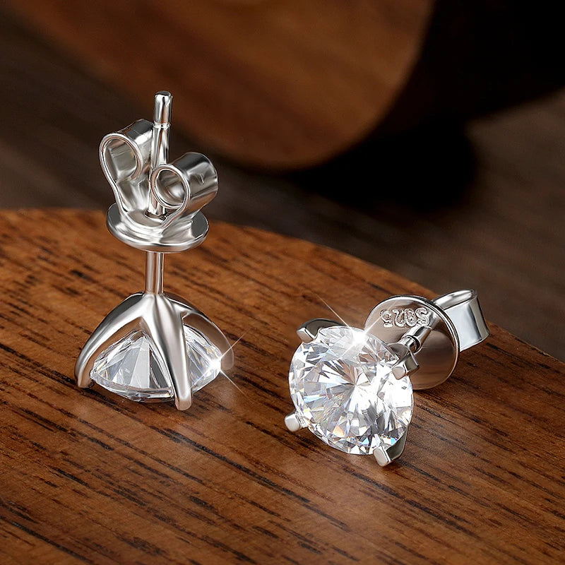 Moissanite Stud Earrings 0.2–2CT – D VVS1, GRA Certified, S925 Silver