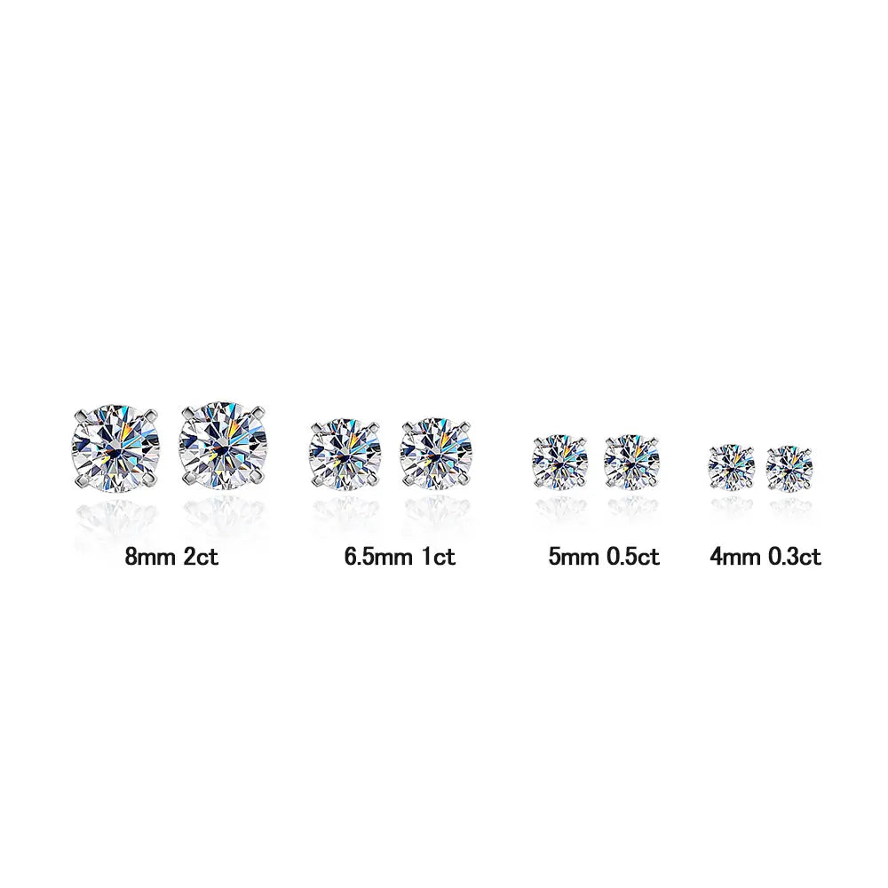 Moissanite Stud Earrings 0.2–2CT – D VVS1, GRA Certified, S925 Silver