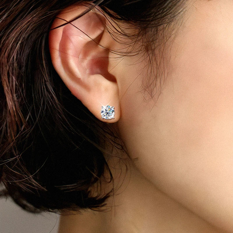 Moissanite Stud Earrings 0.2–2CT – D VVS1, GRA Certified, S925 Silver