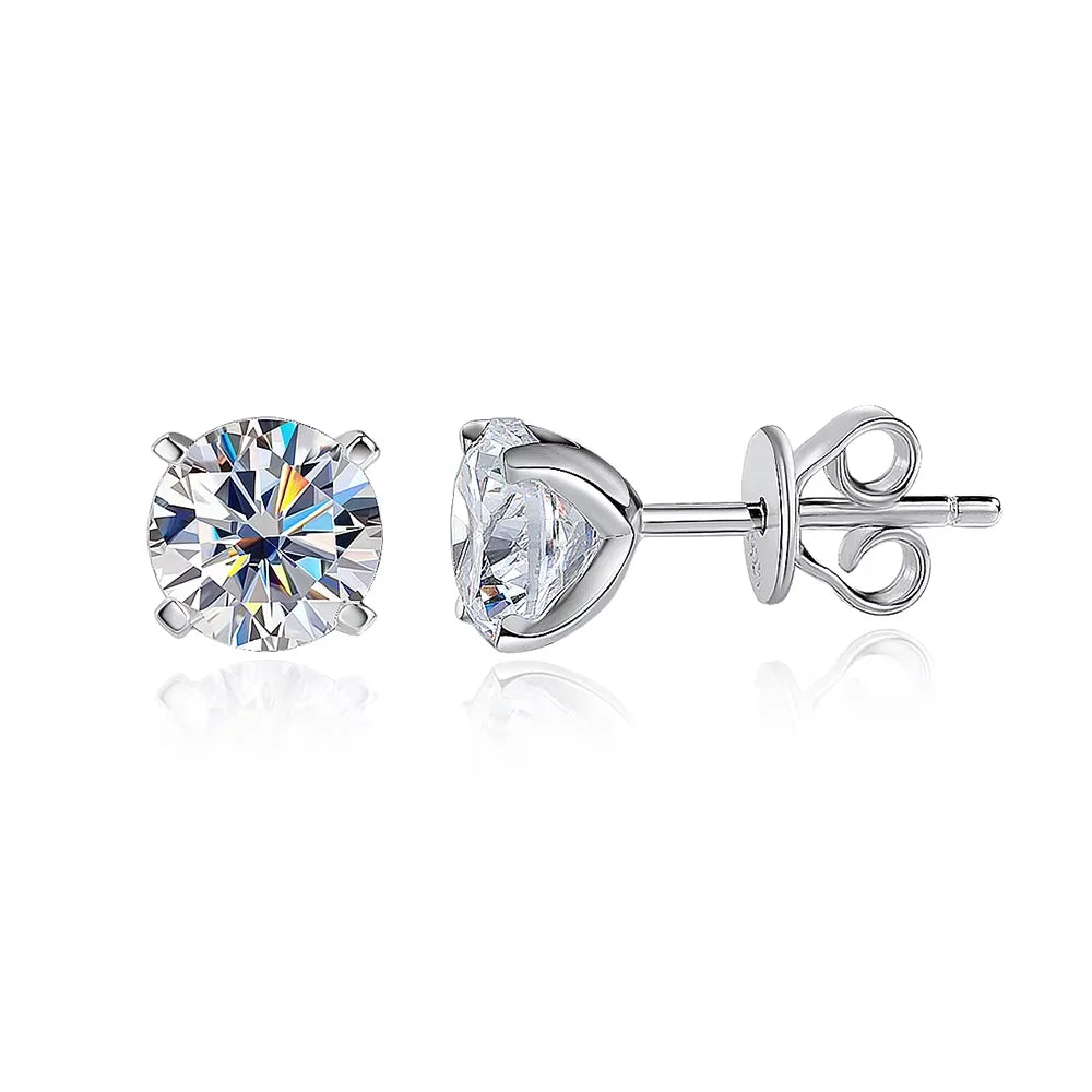 Moissanite Stud Earrings 0.2–2CT – D VVS1, GRA Certified, S925 Silver