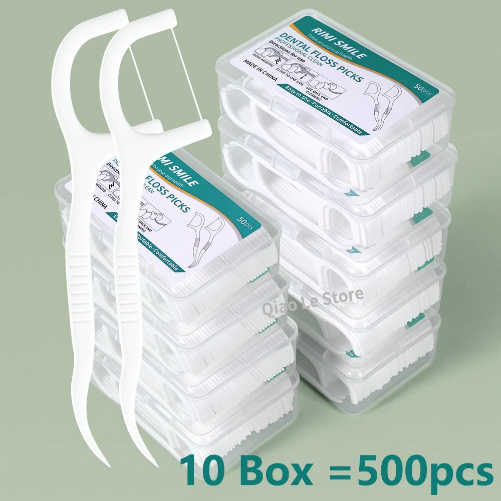 Portable Disposable Dental Floss Picks (1/2/5/10 Box) – High-Tension Floss Toothpicks, Easy Grip, Travel-Friendly Oral Care for Teeth Cleaning
