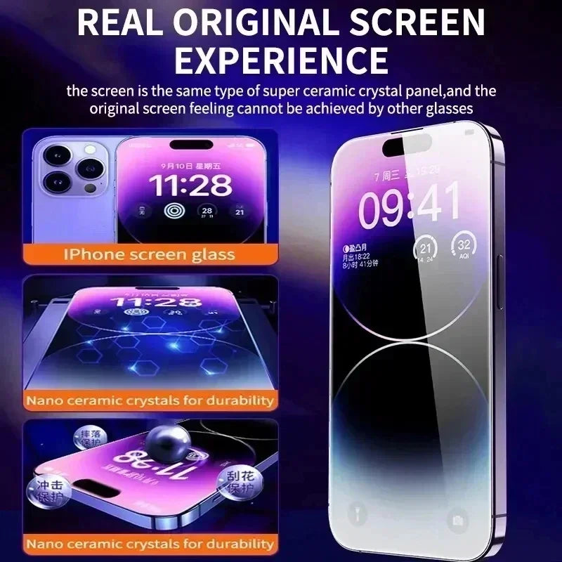 Premium Oleophobic Tempered Glass Screen Protector for iPhone 11, 12, 13, 14, 15, 16, 17 Pro Max, Plus, Mini, XS, XR – Dust-Free Easy Install, Anti-Fingerprint, HD Clear, Scratch Resistant