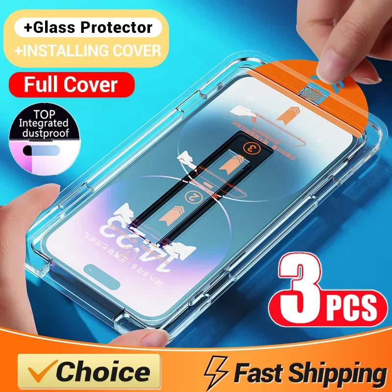 Premium Oleophobic Tempered Glass Screen Protector for iPhone 11, 12, 13, 14, 15, 16, 17 Pro Max, Plus, Mini, XS, XR – Dust-Free Easy Install, Anti-Fingerprint, HD Clear, Scratch Resistant