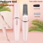 Rechargeable Electric Foot Callus Remover – USB Pedicure Grinder with Dual Roller Heads for Smooth Heels