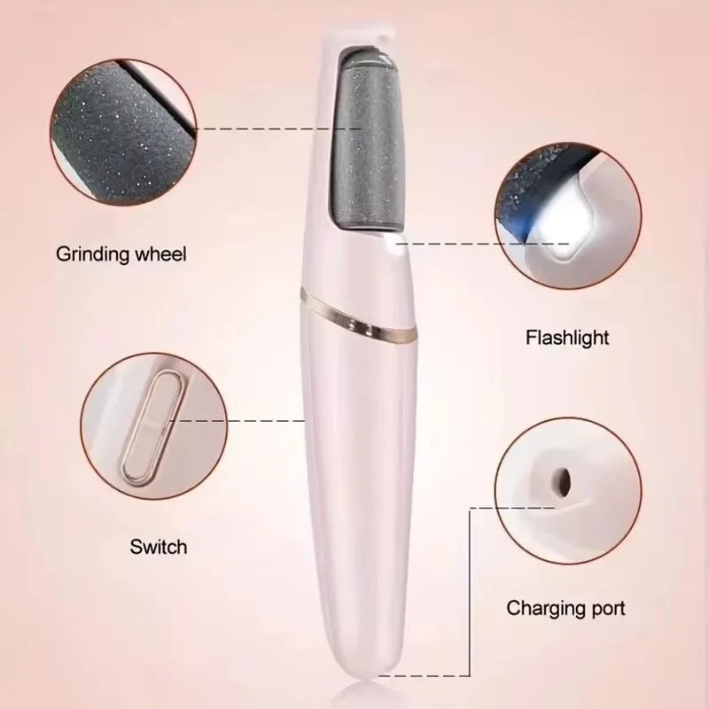 Rechargeable Electric Foot Callus Remover – USB Pedicure Grinder with Dual Roller Heads for Smooth Heels