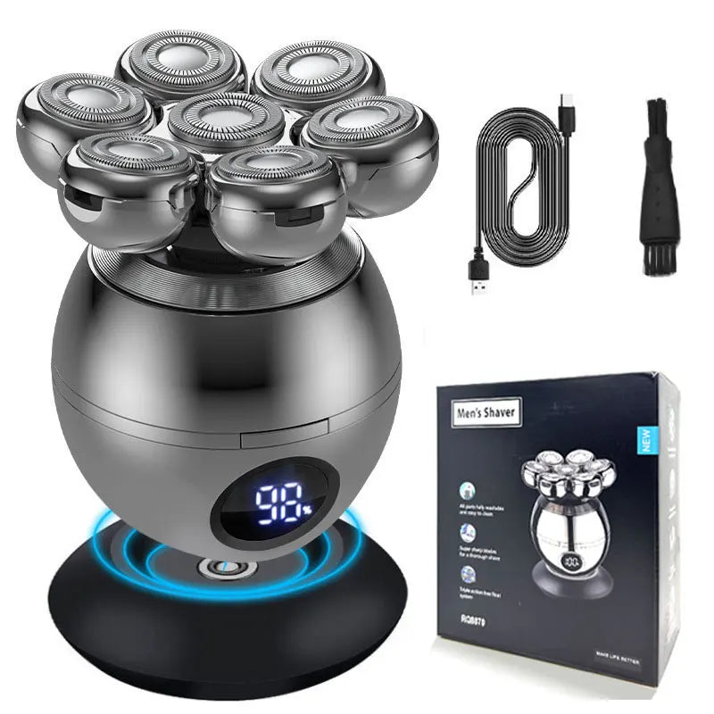 7D Floating Head Electric Shaver – 5-in-1 Professional Grooming Kit for Bald Men