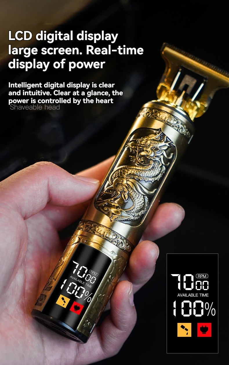 Pro-Alloy Precision Beard Trimmer – 3-Speed Turbo & Intelligent LED Display