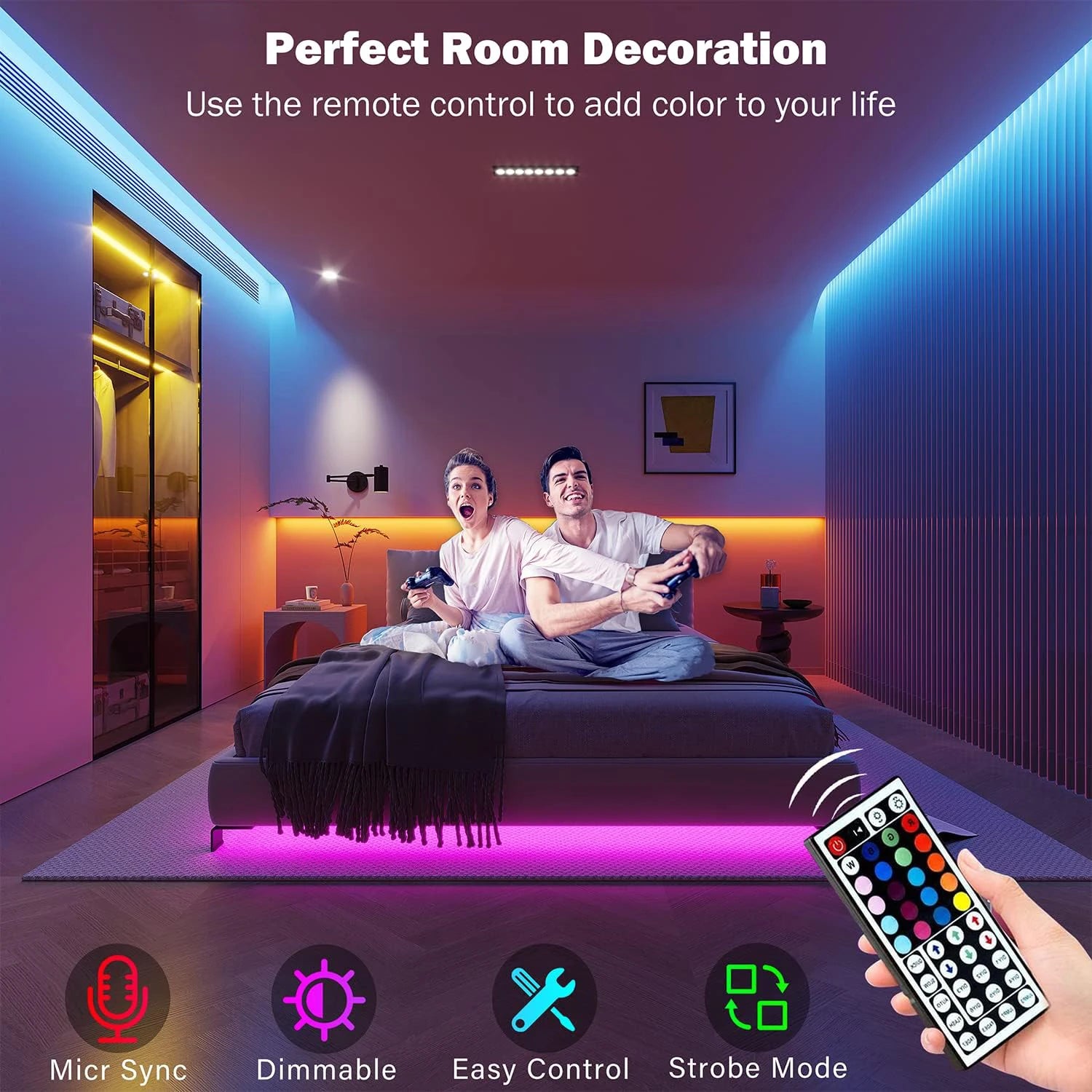 Smart RGB LED Strip Lights with App Control – 5m / 10m / 20m / 30m Flexible LED Light Tape for Bedroom, Gaming Room & Home Decoration