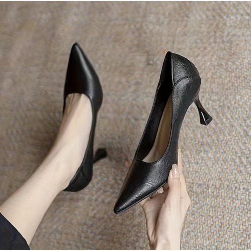 Women Pointed Toe Mid Heel Pumps – Elegant Ladies Office Shoes For Work & Special Occasions