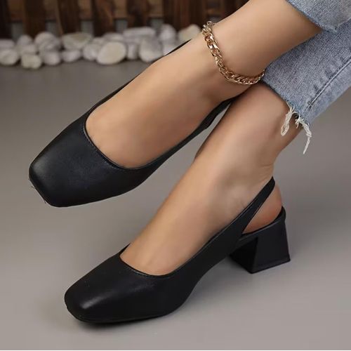 Women’s Classic Square Toe Slingback Heel Shoes – Elegant Office & Formal Pumps