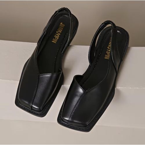 Women’s Square Toe Flat Slingback Shoes – Elegant Low Heel Office & Casual Pumps