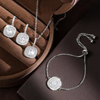 ZAKOL Luxury 3-Piece Brilliant Square Zirconia Jewelry Set - Micro-Paved Necklace, Earrings & Bracelet for Weddings & Galas