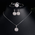 ZAKOL Luxury 3-Piece Brilliant Square Zirconia Jewelry Set - Micro-Paved Necklace, Earrings & Bracelet for Weddings & Galas