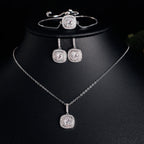 ZAKOL Luxury 3-Piece Brilliant Square Zirconia Jewelry Set - Micro-Paved Necklace, Earrings & Bracelet for Weddings & Galas